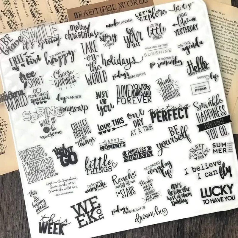 Doraking 90PCS Vintage Nice Words Sentences Sweet Happiness Stickers for Decoration Laptop Scrapbook Windows - Doraking No-Repeat Vintage Words Stickers - Image 2